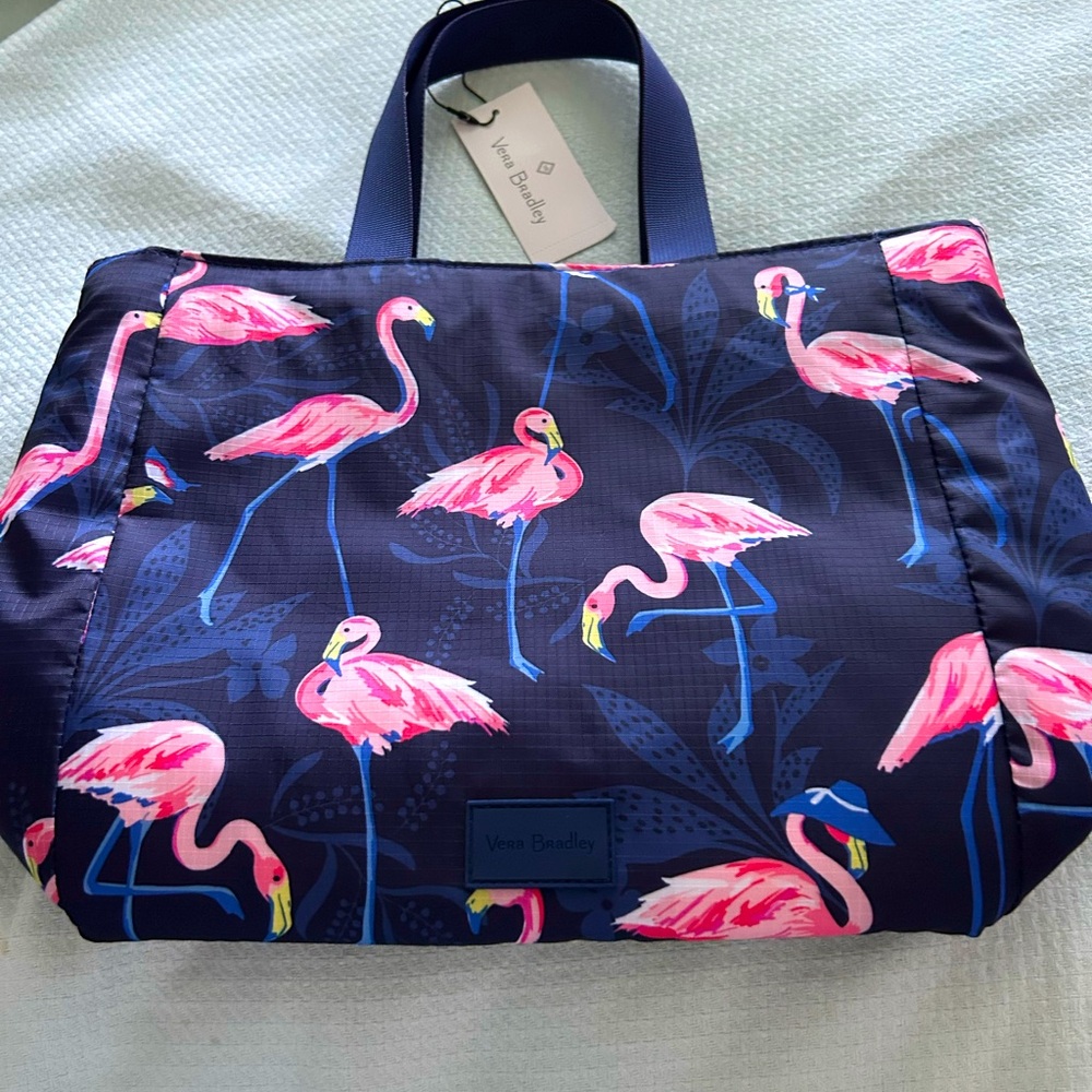 Vera Bradley Zippered Lunch Tote, Flamingo Party, 4x10x10, NWT